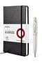 100 Piece Gift Set | G9340 Bright Chrome with Gold Tone Ballpoint Pen with Medium Notebook | Luxury Gift Set