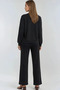 Embroidered crew neck sweatshirt and straight leg pants two-piece set - 3