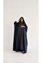 Mwt1256 - Navy Blue Jacquard Abaya - 2