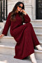 Knitted Patterned Knitwear Dress K3031 Claret Red - 2