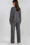 Embroidered crew neck sweatshirt and straight leg pants two-piece set - 3