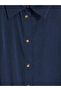 Peak New Season Navy Blue Oversize Modal Blend Shirt - 2