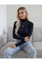 High-Necked Long Sleeve Women's Bodysuit Sweater Set of 4 - Anthracite Navy Blue Khaki Claret Red - 2