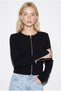 Women's Black Double Zipper Sleeve Detailed Knitwear Cardigan 2796 60286474 - 3