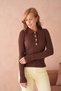 Polo Collar Stone Detailed Gold Button Ribbed Knit Sweater Aw26Kz00063 - 2