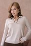 Contrast Piping Polo Collar Long Sleeve Knitwear Sweater Aw26Kz00059 - 3