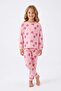 Girl's Heart Printed 100% Cotton Single Jersey Fabric Reactive Dyeing Long Sleeve Pajama Set - 4