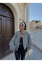 Black Gingham Balloon Sleeve Jacket - 2