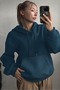Women's Petrol Blue 3 Thread Hooded Sweatshirt