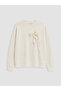Vizyon New Season Beige Embroidered Soft Touch Women's Sweatshirt - 5