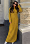 Knitted Patterned Knitwear Dress K3031 Oil Green - 3