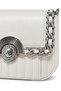 Stylish Design Small Size Women's Shoulder Bag with Fan and Stone Logo Detail, Cream - 5