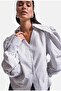 Women's Striped White W6-2 Oversize Padded Special Design Shirt - 5