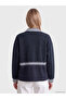 Ozmarka New Season Navy Blue Shirt Collar Striped Women's Jacket - 4