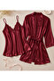 Plus Size Satin Lace Nightgown and Robe Set Double Dowry Set - 2