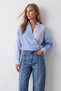 Women's Blue Striped Blocky Double-Breasted Shirt Alc-X15793 - 5