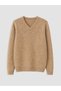 Ozmarka New Season Brown V-Neck Women's Knitwear Sweater