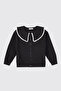 Girl's 2-Piece Navy Blue Tracksuit Set with Lace Detail on the Edge - 5