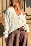 Ecru Buttoned Knitted Detailed Soft Textured Loose Knitwear Cardigan 50 50