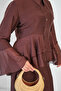 Women's Flounce Detailed Trousers Suit Brown - 5