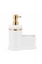 Stylish Gold-Color Detailed Liquid Soap Dispenser with Sponge Holder for Kitchen or Bathroom