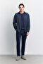 Men's Indigo Paste Detailed Textured Technical Classic Collar Long Sleeve Regular Fit Shirt A62Y2000 - 8