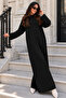 Knitted Patterned Knitwear Dress K3031 Black - 3