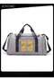 Graphic Printed Large Capacity Gym Sack Sport Bag Dry Wet Separated Clothes Storage Bag with Shoes Compartment for Outdoor Camp Yoga Swim Grey