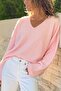 Pink V-Neck Soft Textured Wool Loose Knitwear Sweater 55 55 - 2