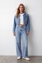 Women's Light Blue High Waist Wide Leg Jean Alc-X15829 - 4