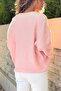 Pink V-Neck Soft Textured Wool Loose Knitwear Sweater 55 55 - 5