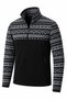 . Men's Ethnic Patterned 1/4 Zip Half Zipper Fleece with Pockets for Outdoor Daily Use