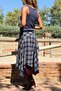 Navy Blue Plaid Layered Asymmetrical Design Woven Skirt 30 75 - 5
