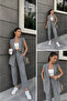 Casual Suit with Striped Vest - 2