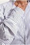 Women's Striped White W6-2 Oversize Padded Special Design Shirt - 7