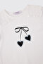 Baby Girl Printed Short Sleeve White T-Shirt - 3