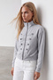 Women's Grimelange Stand Collar Ornamental Buttoned Zippered Stand Collar Jacket Alc-X15805 - 5