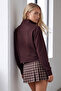 Women's Coffee Color Stand Collar Ornamental Buttoned Zippered Stand Collar Jacket Alc-X15805 - 6