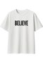 Men's Oversize T-Shirt Believe Printed White – Crew Neck, Comfortable Fit, 100% Cotton - 6