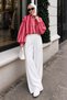 Elasticized Stripe Detailed Bomber Jacket Tsd260277 Pink - 5