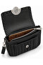 Stylish Design Small Size Women's Shoulder Bag with Fan and Stone Logo Detail, Black - 3