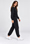 Women's Black Basic Crew Neck Sweatshirt Jogger Tracksuit Set – Casual Comfortable 2-Piece Set - 6