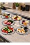 6-Piece Silver Feather Detailed Round Presentation Tray for Tea, Coffee and Pastries, Decorative Serving Tray - 2