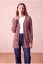 Women's Viscose Blended Red Melange Long Sleeve Open Front Cardigan Esther - 4