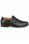 Black Men's Genuine Leather Laceless Classic Casual Shoes with Flexible Side Detail - 2