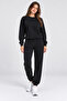 Women's Black Basic Crew Neck Sweatshirt Jogger Tracksuit Set – Casual Comfortable 2-Piece Set - 3