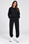 Women's Black Basic Crew Neck Sweatshirt Jogger Tracksuit Set – Casual Comfortable 2-Piece Set - 2