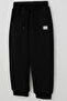 Boy's Sweatpants with Embroidery Detail, Pockets and Lacing Accessories, 2-6 Years Old, Black - 3