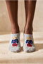 Unisex Teddy Patterned Sneaker Invisible Socks Gray - 2