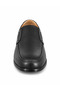 Black Men's Genuine Leather Laceless Classic Casual Shoes with Flexible Side Detail - 5